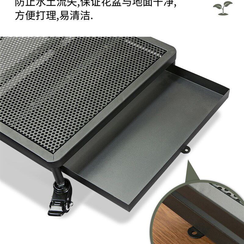 花盆托盘带轮可移动花架底座万向轮植物托架铁艺储水接水盘收纳盘