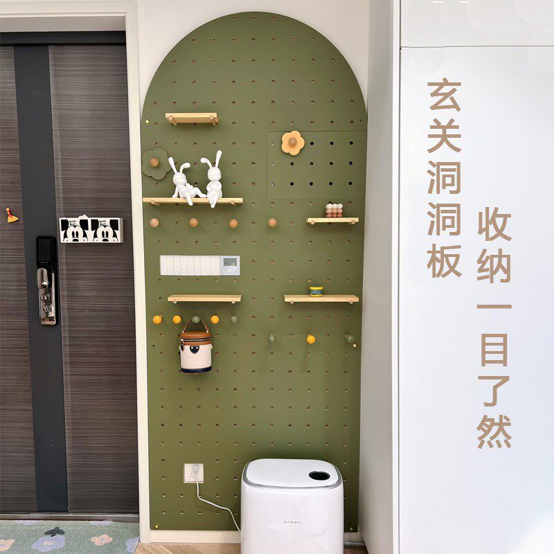 定制洞洞板木质实木家用收纳厨房客厅墙上隔板壁挂置物架挂墙配件