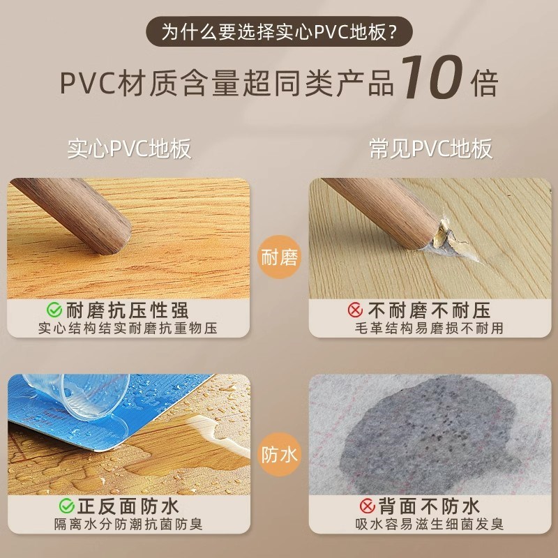 【实心全塑】2米3米3.3米3.7米宽PVC地板革家用商用塑胶工程革