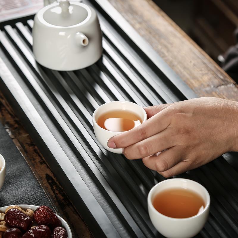 乌金石茶盘天然石茶台家用简约大小号功夫茶具排水茶托盘茶海茶盘