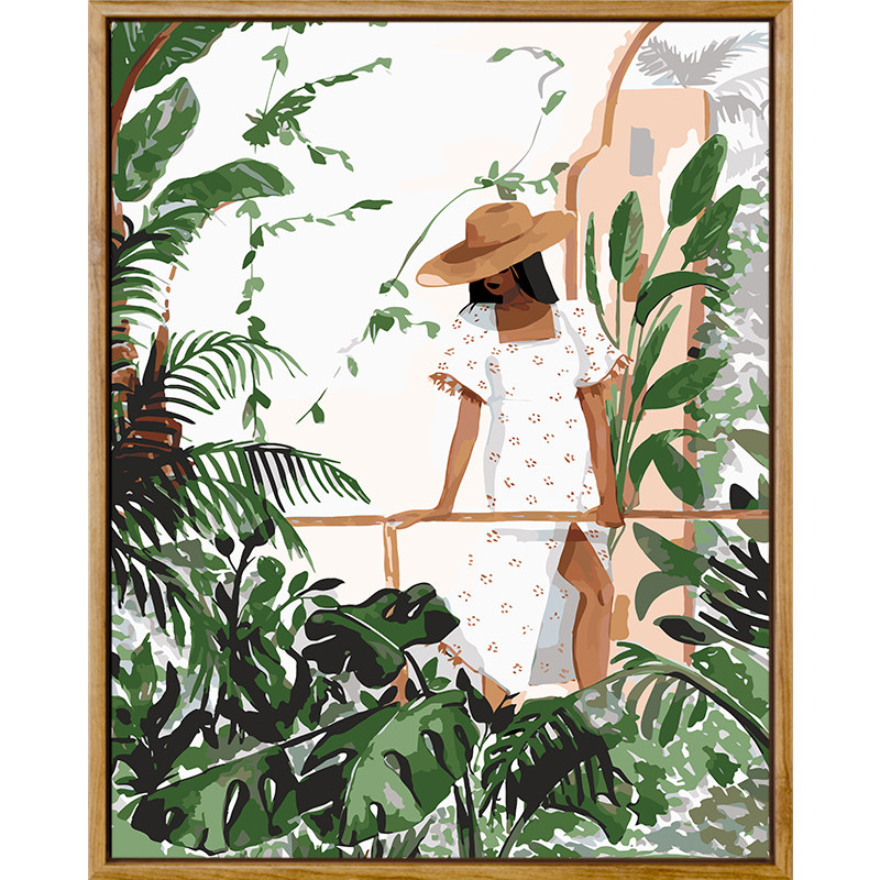 diy数字油画少女画人物简约客厅填色手工手绘画画填充涂色油彩画