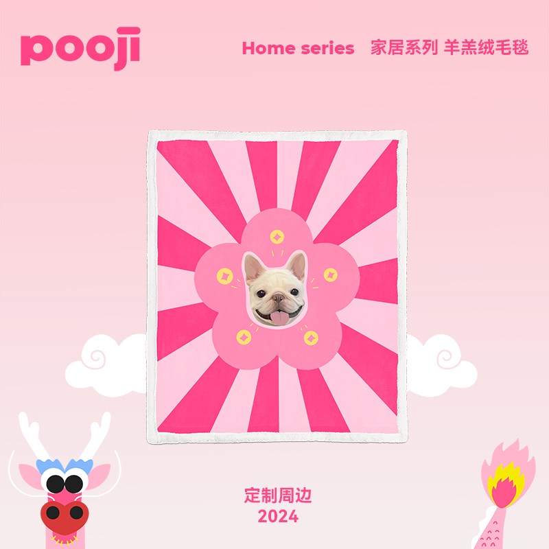 POOJI宠物客制化毛毯盖毯双层羊羔绒宠物礼物可印制照片