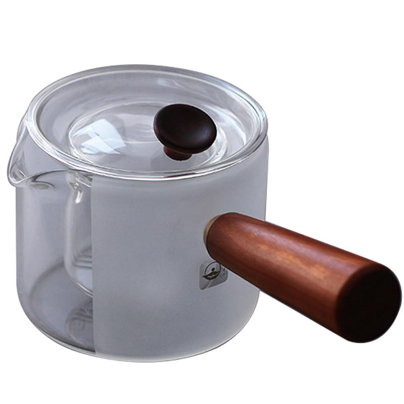 轩铭堂 玻璃侧把壶 茶壶 手工加厚耐热煮茶器 透明过滤日式泡茶壶