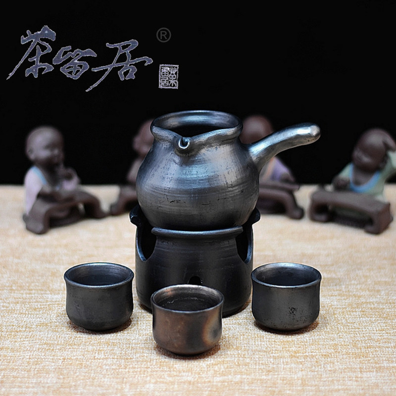 云南黑陶茶具旅行套装大理剑川柴烧明火烤茶罐茶炉餐饮具公道壶杯