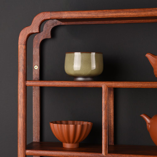 中式花梨实木挂墙博古架壁挂式紫砂茶壶架展示架茶具收纳柜置物架