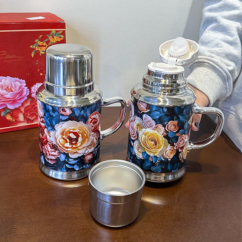 复古保温杯女生便携保温水壶个性水杯带茶隔泡茶杯新款大容量杯子
