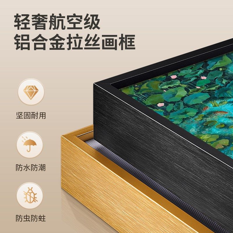 荷塘月色入户玄关装饰画高级感客厅沙发背景墙挂画大芬村手绘油画