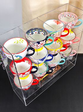 亚克力透明杯架茶杯具桌面收纳架小型博古架茶壶多宝阁马克杯格架