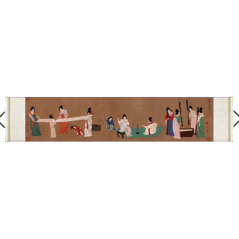 山水画新款书法携琴古代名家字画卷轴画横幅丝绸画绢画仿古宣纸画