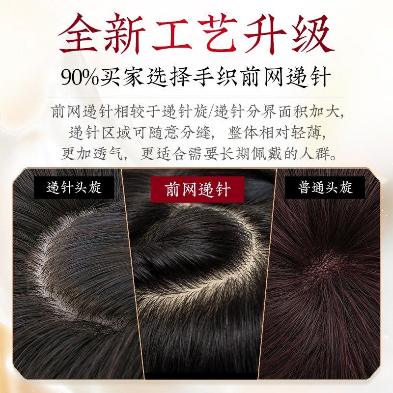 佰丝堂真发假发女短卷发全手织中老年妈妈假发套头套轻薄透气逼真