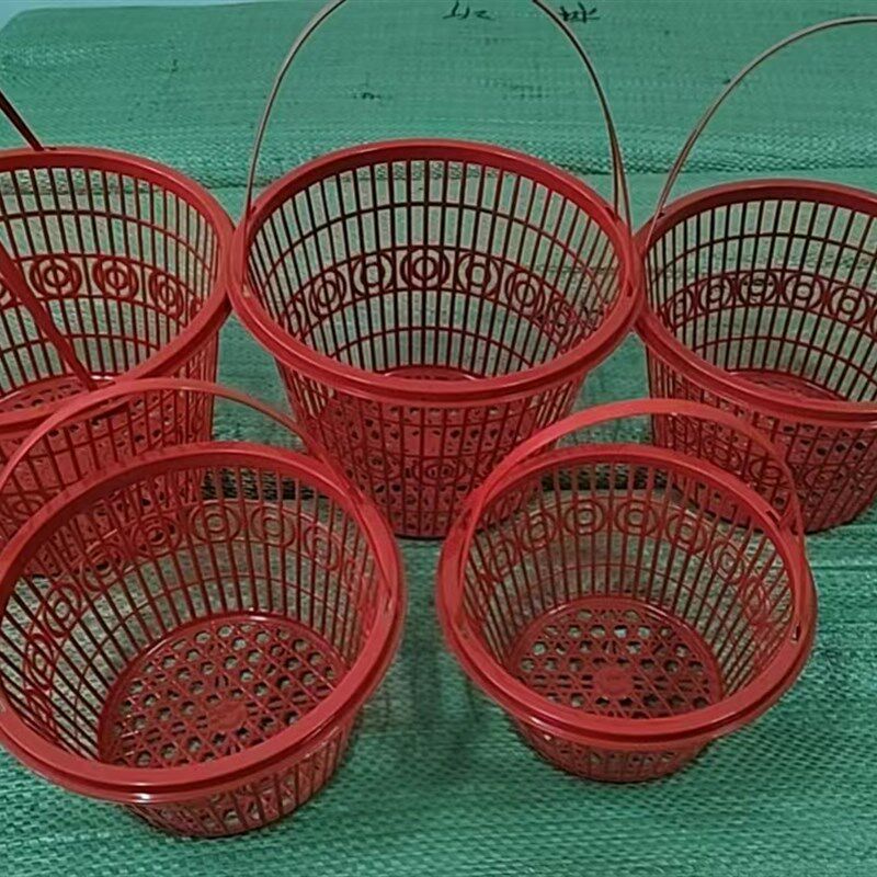 包邮圆形塑料草莓篮水果杨梅篮子带提手桑葚采摘筐蓝莓枇杷鸡蛋篮
