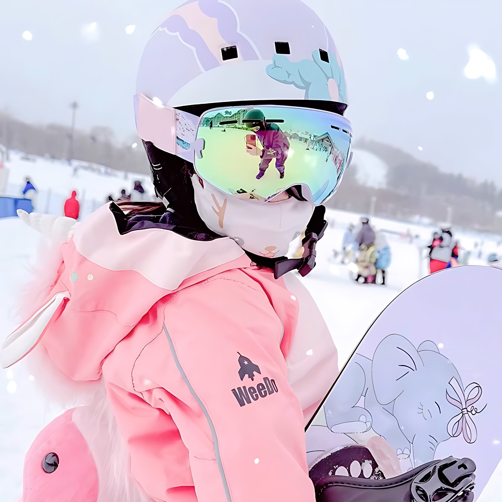 儿童滑雪镜双层防雾雪镜可卡近视滑雪眼镜滑雪护目镜雪地头盔装备