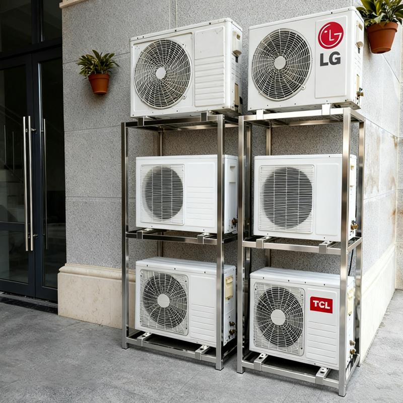 不锈钢多层空调外机落地支架托架承重架双层三层底座减震固定不晃