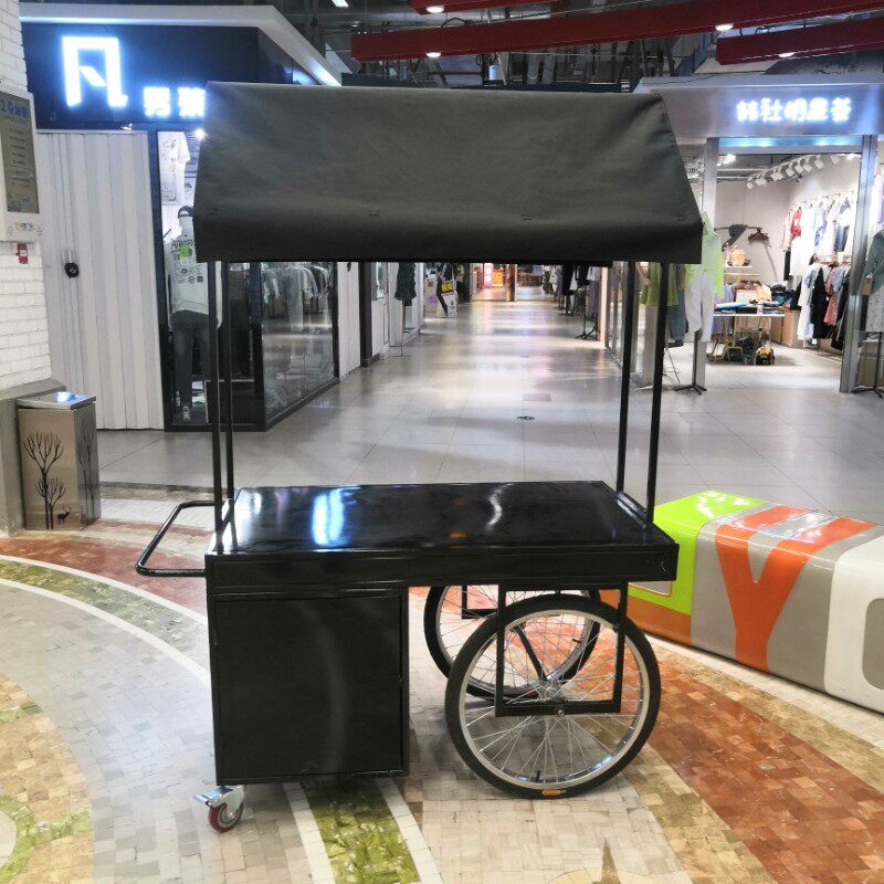 欧式铁艺花车超市促销车带柜子花店移动摊位车地摊创意户外摆摊车