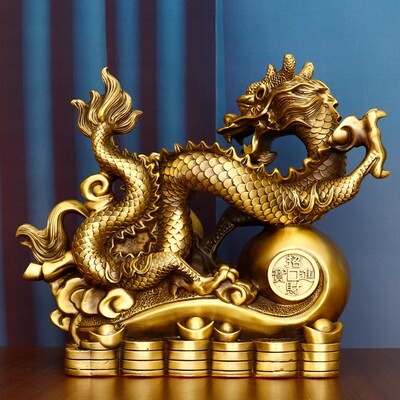 铜龙马精神摆设生肖龙金钱龙家居装饰品中式龙摆件铜马工艺送礼品