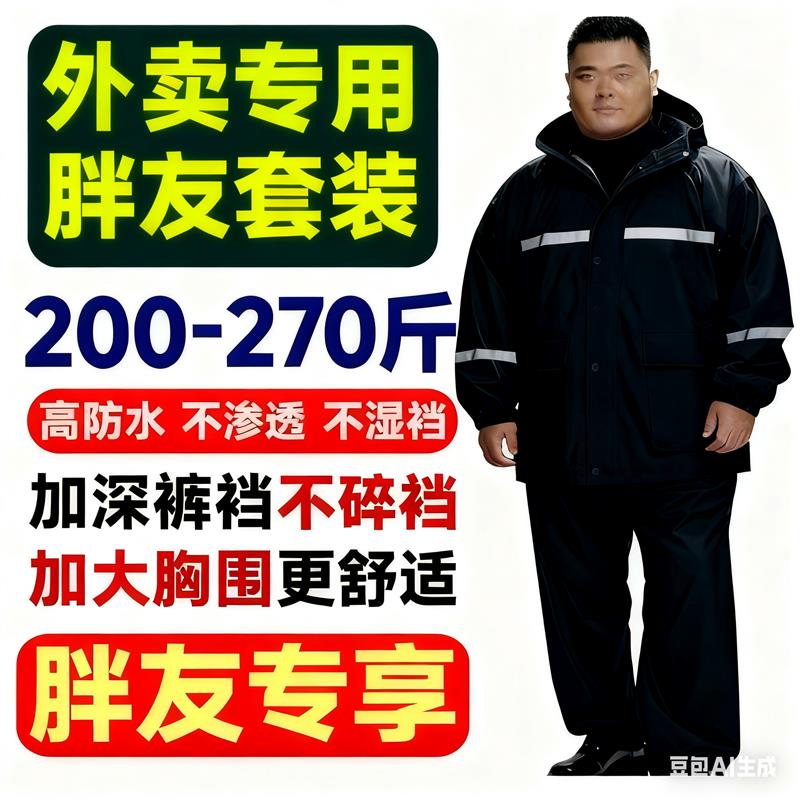 雨衣雨裤加大加肥分体加厚外卖骑手摩托车专用全身防水特大码雨披