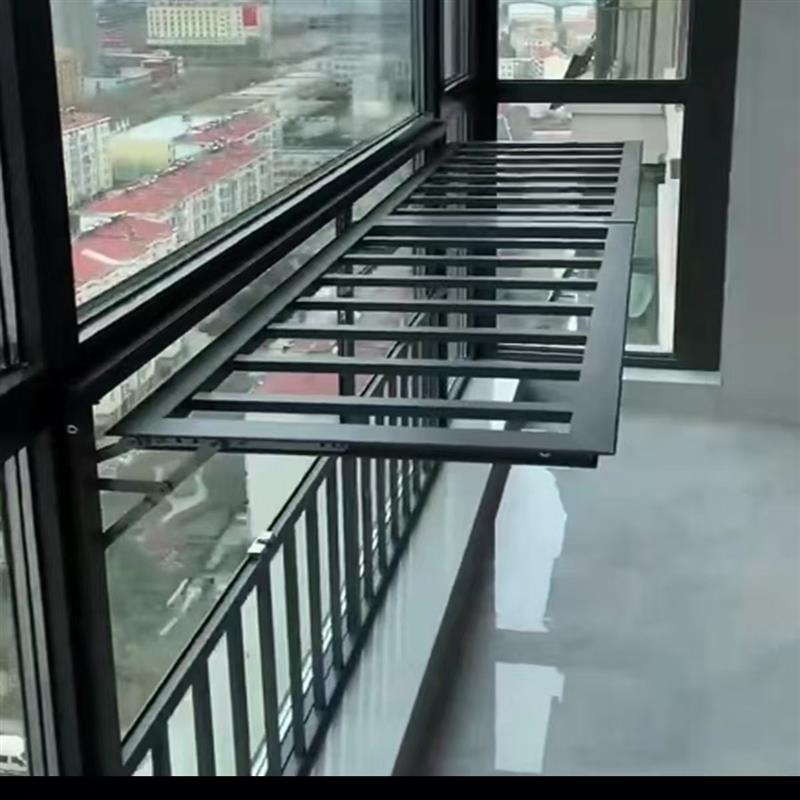 阳台窗户铝合金防护栏折叠晾衣架多功能可开启儿童防护栏防