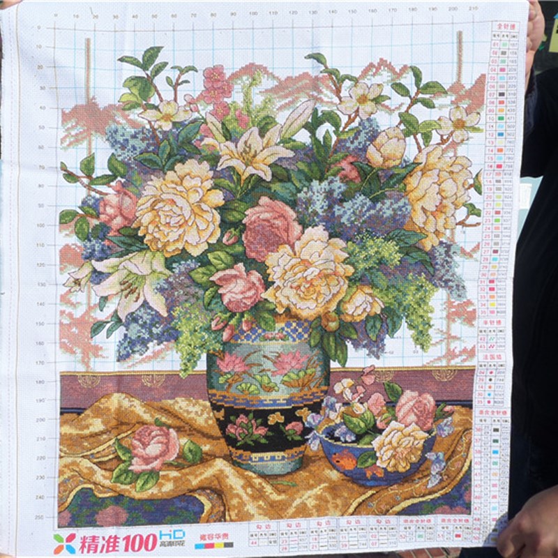纯手工十字绣成品雍容华贵新款花草花瓶系列客厅卧室挂画已绣好的