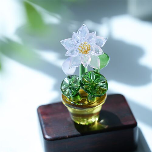 淄博琉璃仿真荷花盆栽摆件桌面绿植好运莲莲家居玄关装饰品礼物