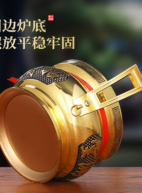 双耳香炉纯黄铜合金上香家用室内香薰烧线香的插供奉财神爷专用炉