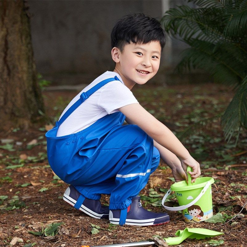 儿童幼儿园雨衣背带雨裤男童女童学生分体安吉游戏服玩水服裤套装