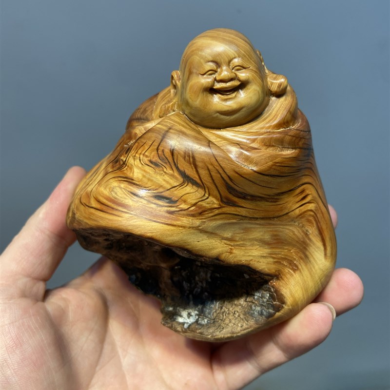 太行崖柏摆件手把件财神爷手工木雕工艺品小摆件柏木家居装饰品