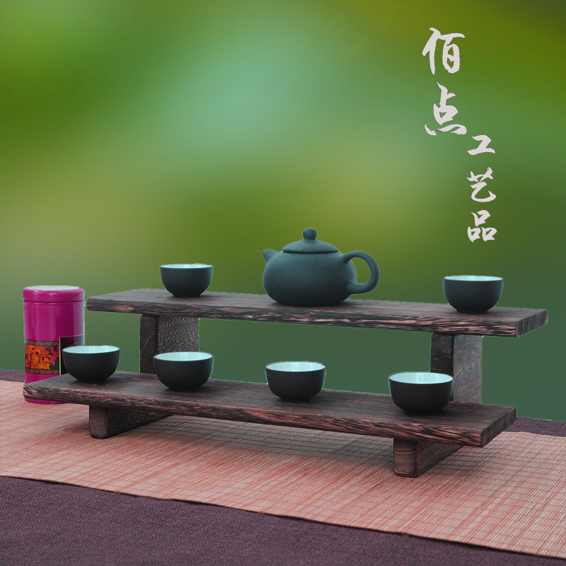 桌面双层实木收纳架整理架功夫茶杯架子茶壶茶具展示架茶艺茶道
