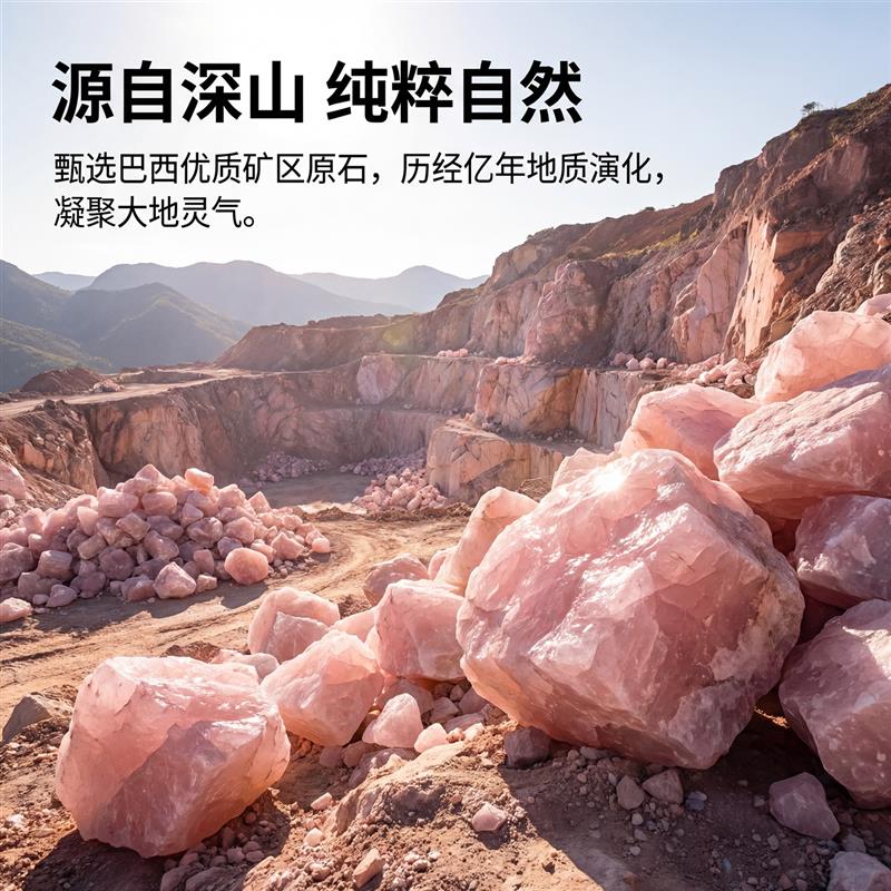 纯天然原石粉水晶球摆件入户玄关招桃花旺姻缘家居卧室轻奢装饰品