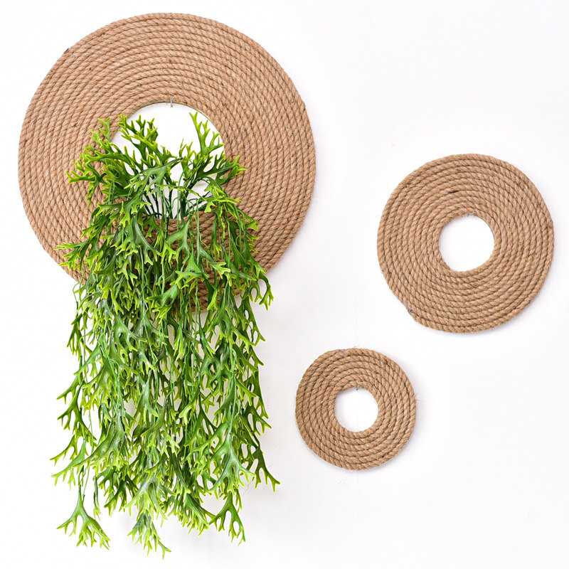 麻绳创意壁挂墙壁挂花仿真花草墙面植物装饰绿植背景墙上挂件假花