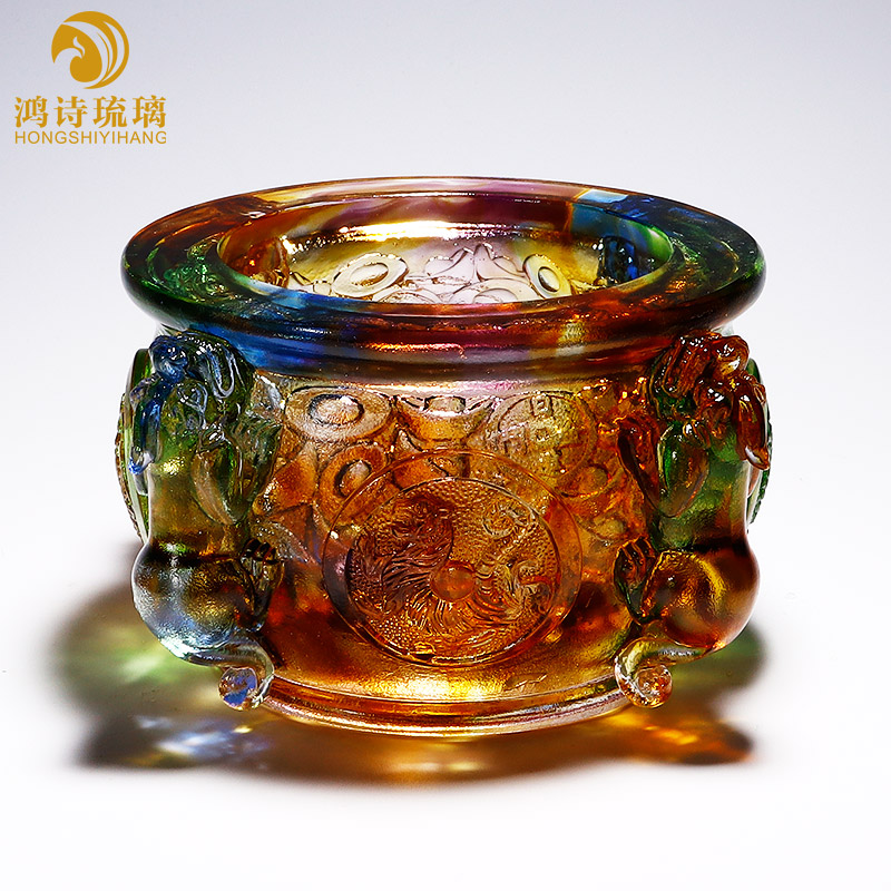 琉璃聚宝盆摆件貔貅工艺品客厅家居水晶装饰朋友店铺开业乔迁礼物