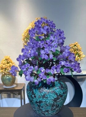 天然黄水晶招财树紫水晶发财树玄关客厅美容院别墅新房落地大摆件