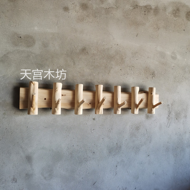 创意原木手工树枝装饰壁挂客厅卧室实木钥匙钩玄关衣帽钩打孔墙钩