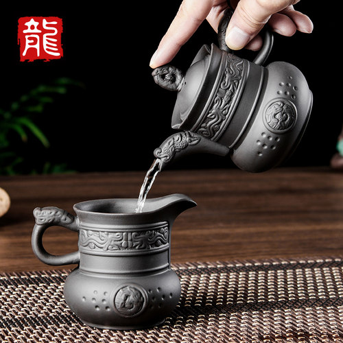 紫砂功夫茶具龙凤呈祥茶道组套装陶瓷茶壶茶杯整套简约礼品盒茶具