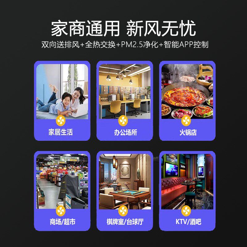 吊顶新风系统家用全热交换器新风机双向流换气机商用可提供安装