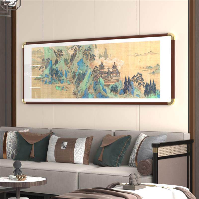 手绘千里江山图山水画客厅茶室装饰画沙发背景墙挂画壁画中式国画