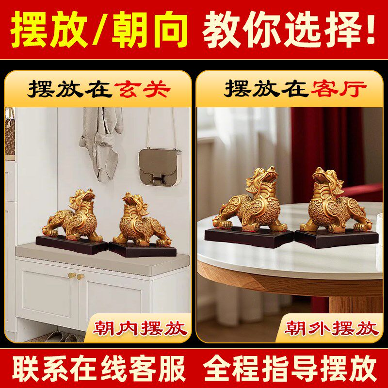 全铜貔貅摆件公母一对招财旺财聚财家用客厅商铺开业金钱皮丘貔貅