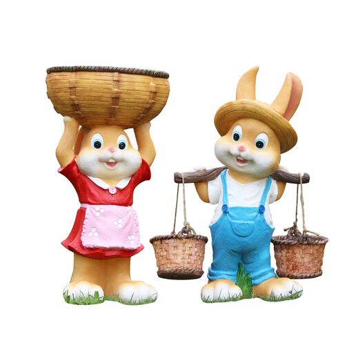 户外园林景观幼儿园卡通动物兔子花盆花缸雕塑庭院子公园花园摆件