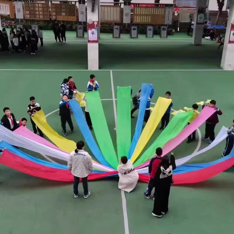 运动会氛围道具开幕式表演舞蹈绸子七彩长绸带带棒彩绸入场仪式感