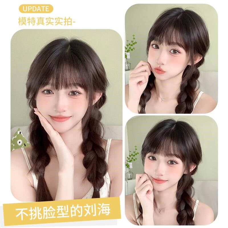 空气刘海假发女片头顶自然前额法式假刘海真发齐刘海头帘轻薄发贴