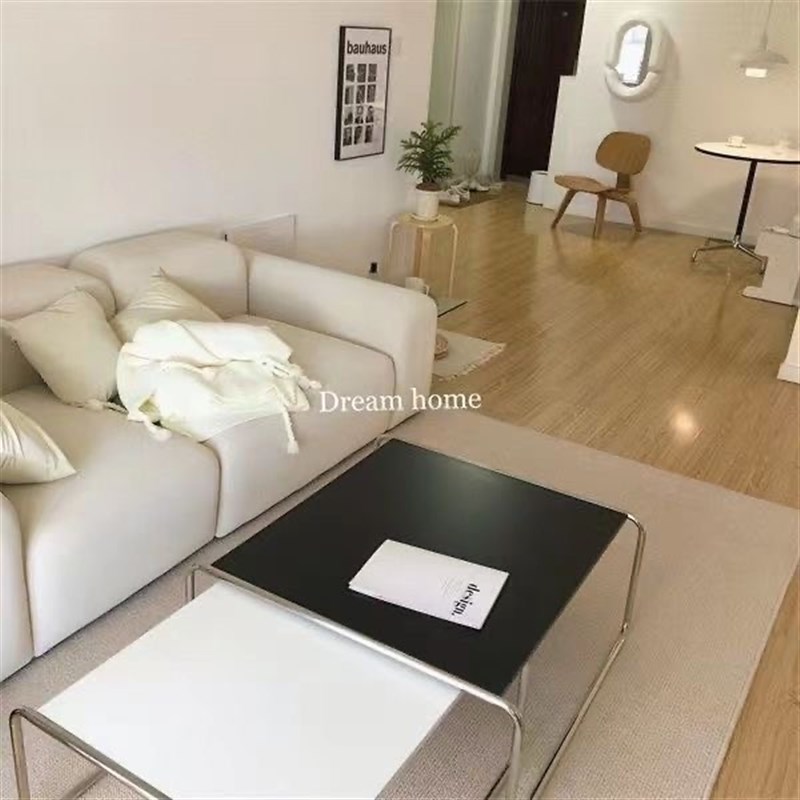 北欧极简设计师中古不锈钢茶几拉齐奥茶几咖啡边几矮桌子方形套几