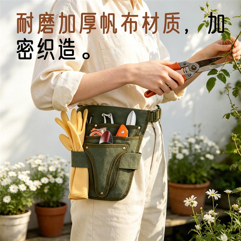 JO英国过蜡帆布除草剪枝工具包耐磨收纳包挂腰园艺工具腰包 JL78