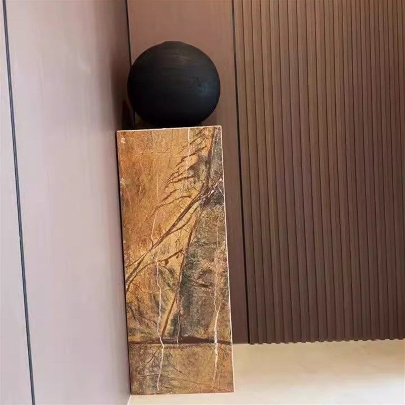 北欧侘寂雨林啡大理石落地装饰摆件雕塑底基座展示台桌立柱墩子