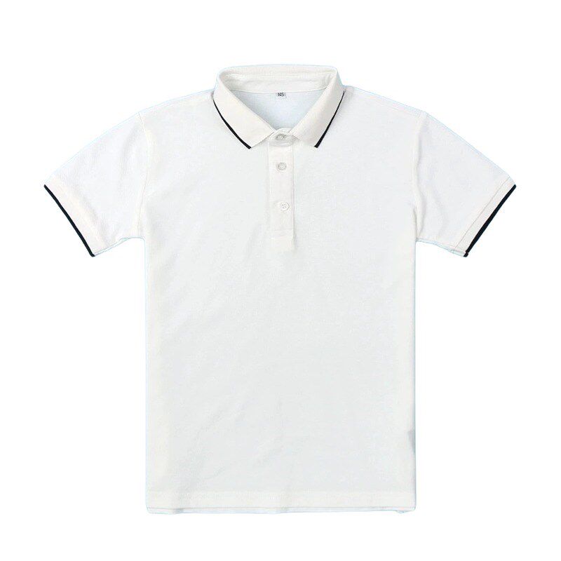 英伦短袖T恤 男女童夏季校服藏青白灰色T恤白条衣领polo衫