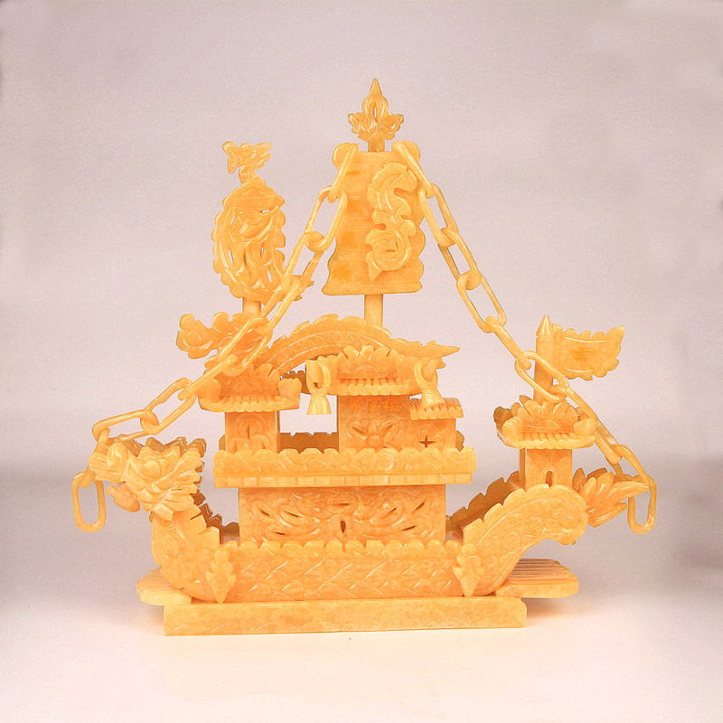 天然玉雕龙船一帆风顺玉器家居工艺品玄关酒柜创意客厅玉石摆件