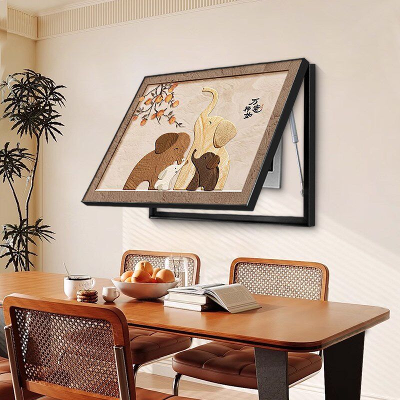 中古风大象电表箱装饰画2026新款配电箱电源开关遮挡法式复古挂画