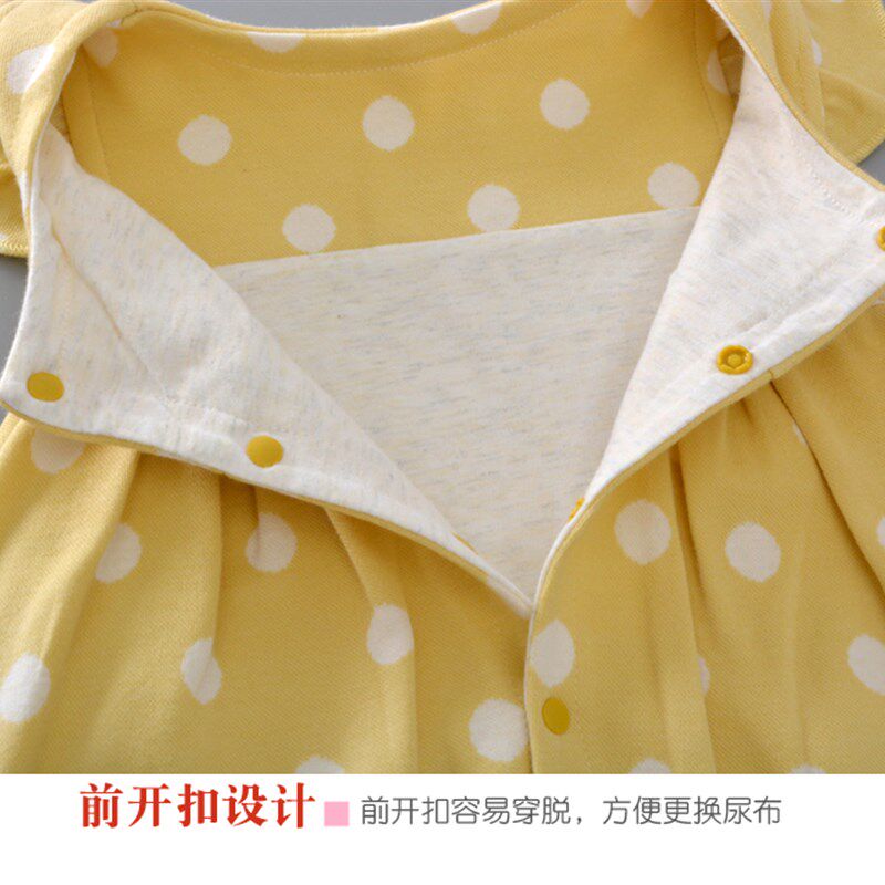 婴儿双层纯棉背带裤套装外出夹衣春季薄款新生儿长袖连体女宝宝衣