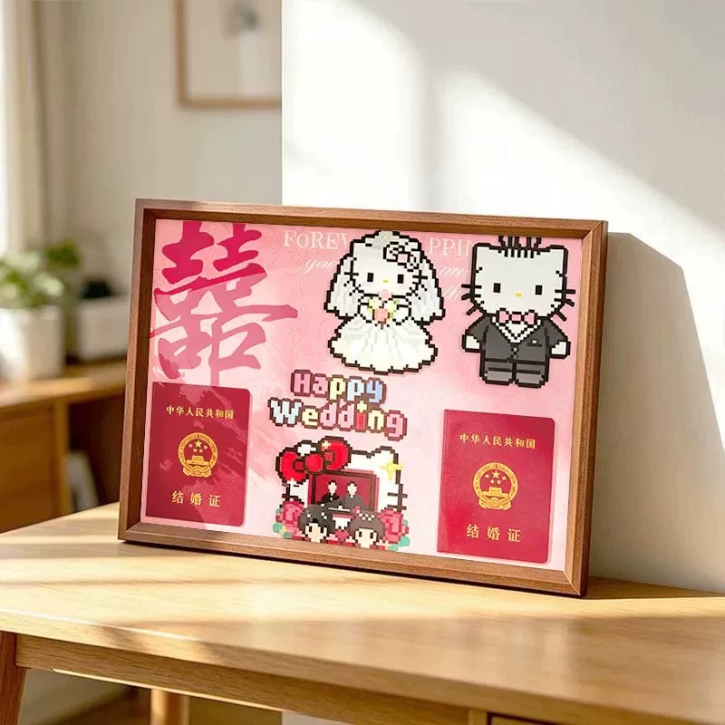 kitty猫拼豆展示相框DIY礼物
