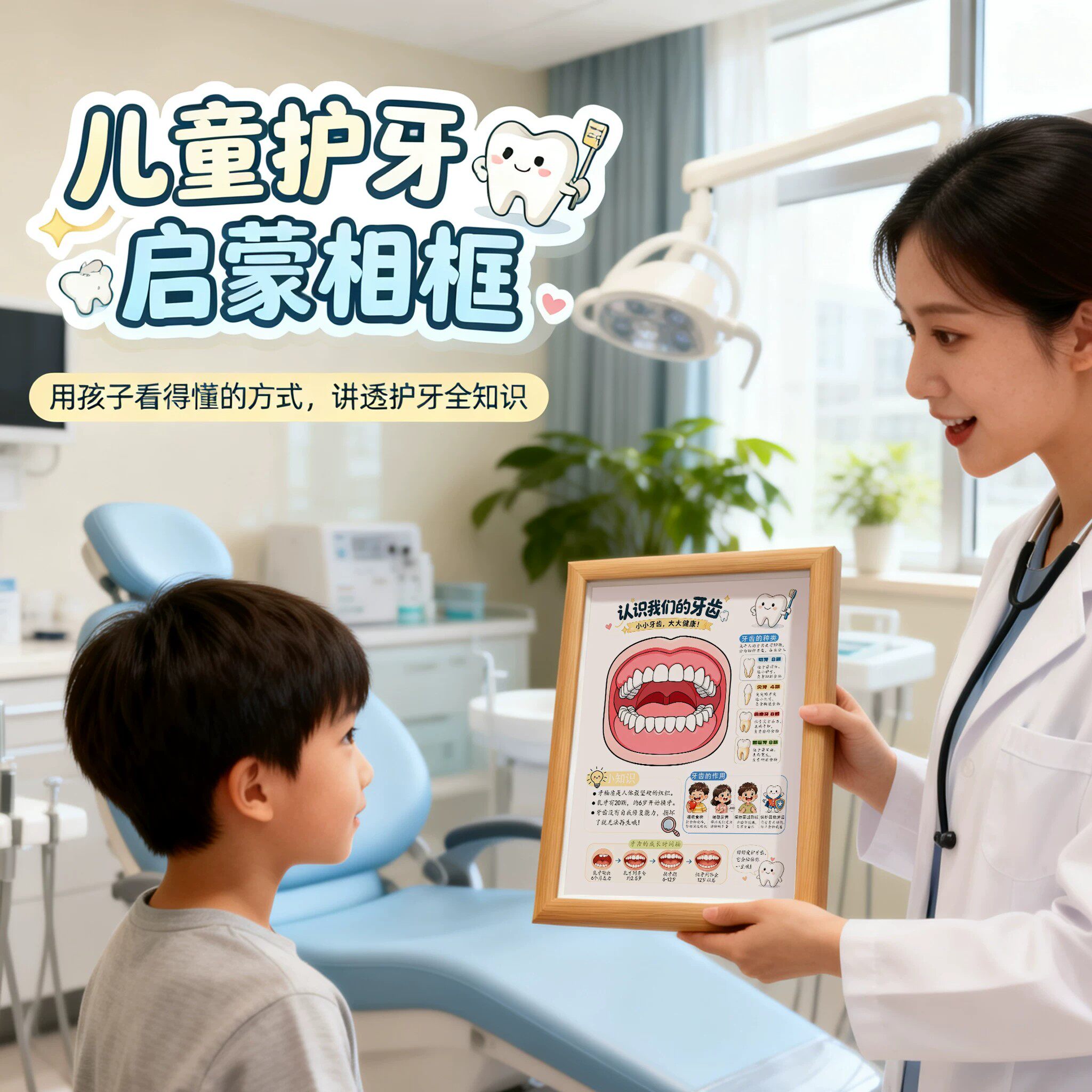幼儿园护牙科普桌面摆台相框