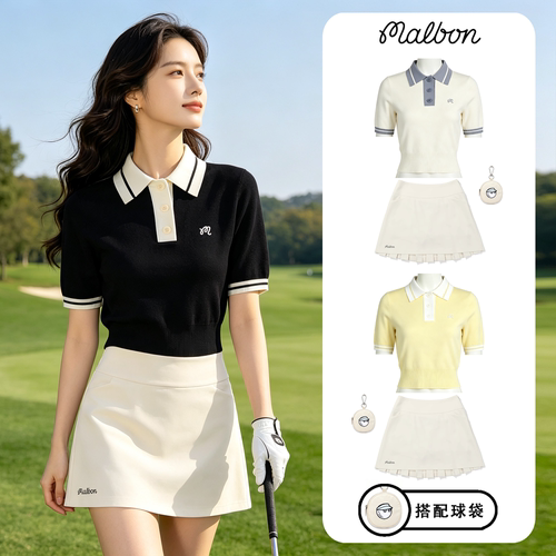 MALBON高尔夫球服黑白撞色套装