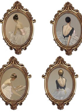法式轻奢风格相框芭蕾舞女孩装饰画画面可换卧室挂画送备用画心